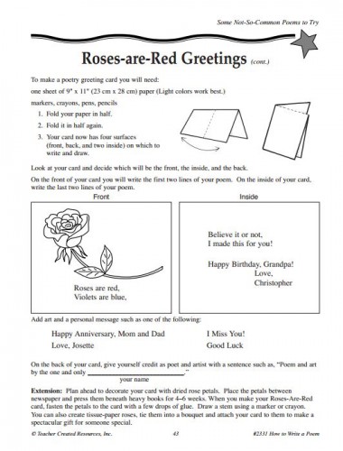 Free Poem Activity 2331 Teacher Created Resources