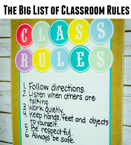 List of Classroom Rules