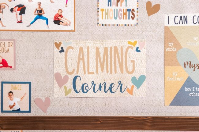 Everyone is Welcome Pom-Poms and Tassels Garland Woven Better Than Paper, Everyone is Welcome Calming Corner Bulletin Board