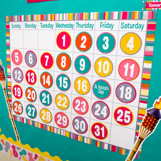 Tropical Punch Calendar Bulletin Board